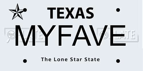 MYFAVE Texas License Plate