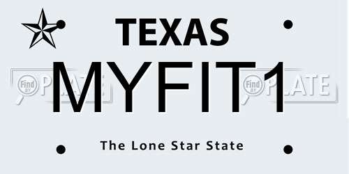 MYFIT1 Texas License Plate