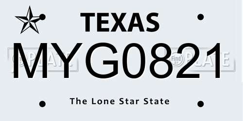 MYG0821 Texas License Plate