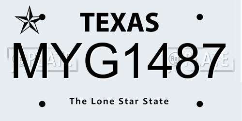 MYG1487 Texas License Plate