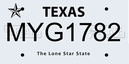 MYG1782 Texas License Plate