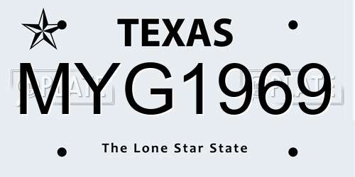MYG1969 Texas License Plate