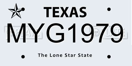 MYG1979 Texas License Plate