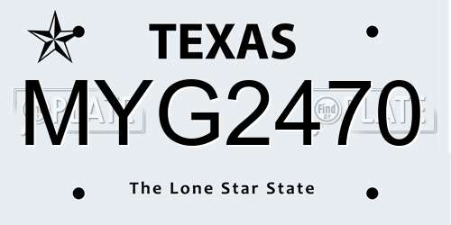 MYG2470 Texas License Plate