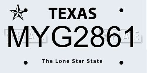 MYG2861 Texas License Plate