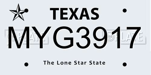 MYG3917 Texas License Plate
