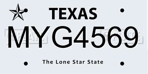 MYG4569 Texas License Plate