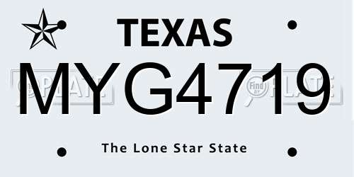 MYG4719 Texas License Plate