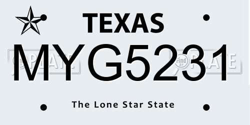 MYG5231 Texas License Plate