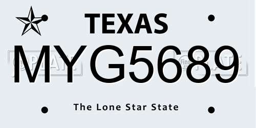 MYG5689 Texas License Plate