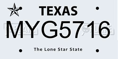 MYG5716 Texas License Plate