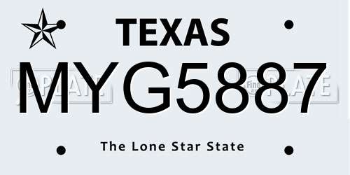 MYG5887 Texas License Plate