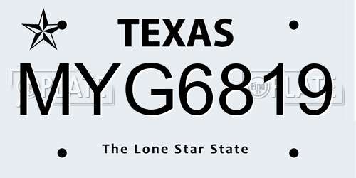 MYG6819 Texas License Plate