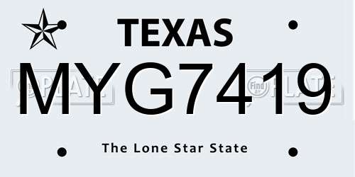 MYG7419 Texas License Plate