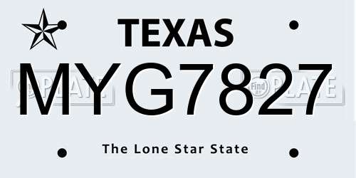 MYG7827 Texas License Plate