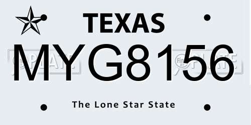 MYG8156 Texas License Plate