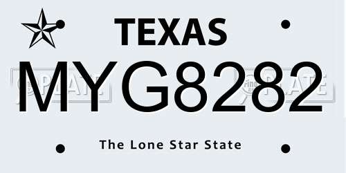MYG8282 Texas License Plate
