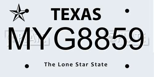 MYG8859 Texas License Plate
