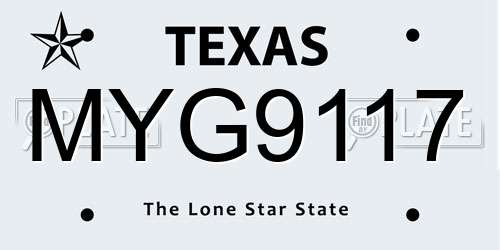 MYG9117 Texas License Plate