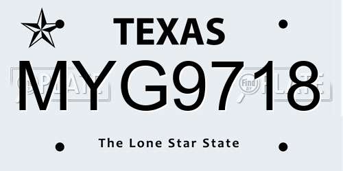 MYG9718 Texas License Plate