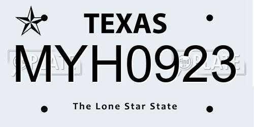 MYH0923 Texas License Plate