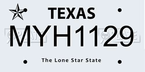 MYH1129 Texas License Plate