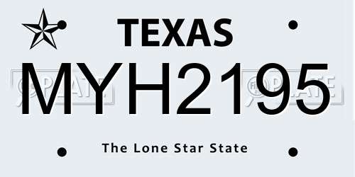 MYH2195 Texas License Plate