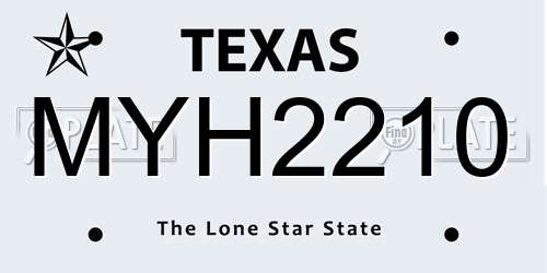 MYH2210 Texas License Plate