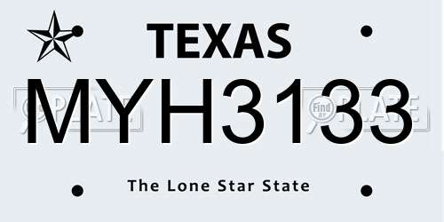 MYH3133 Texas License Plate