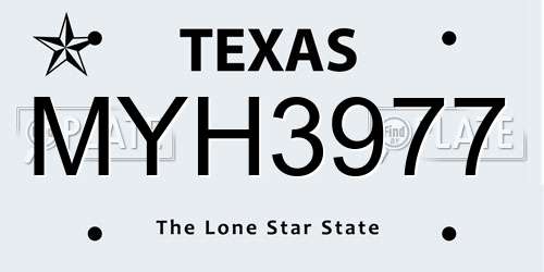 MYH3977 Texas License Plate
