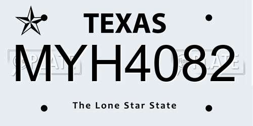 MYH4082 Texas License Plate