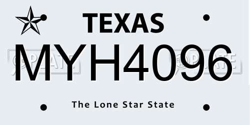 MYH4096 Texas License Plate