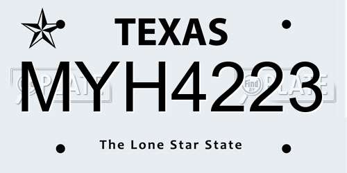 MYH4223 Texas License Plate