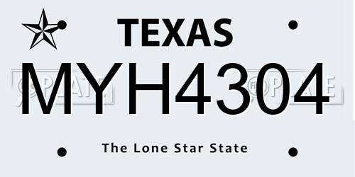 MYH4304 Texas License Plate