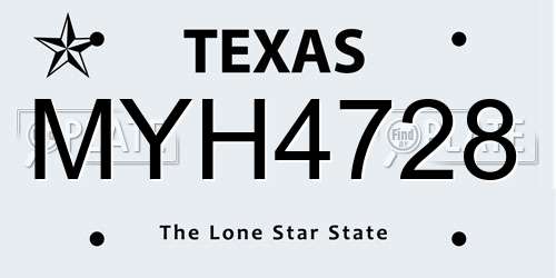 MYH4728 Texas License Plate