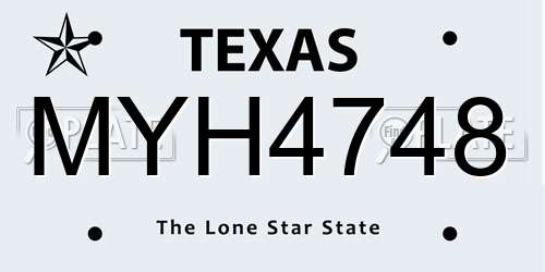 MYH4748 Texas License Plate