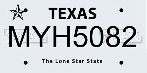 MYH5082 Texas License Plate