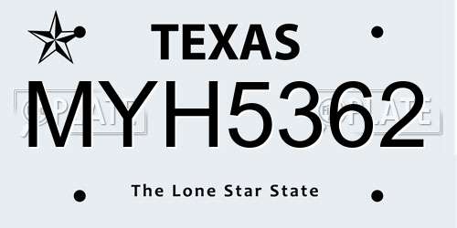 MYH5362 Texas License Plate