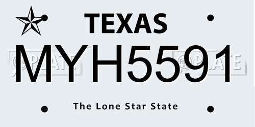 MYH5591 Texas License Plate