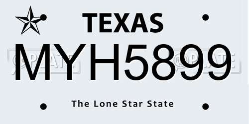 MYH5899 Texas License Plate