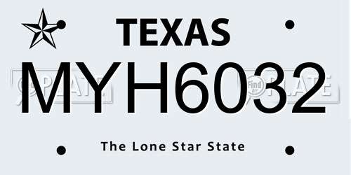 MYH6032 Texas License Plate