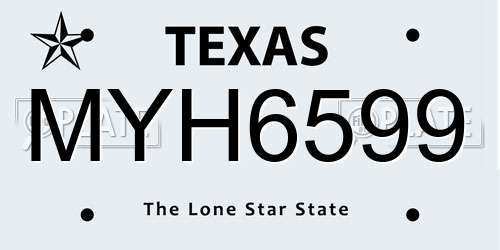 MYH6599 Texas License Plate