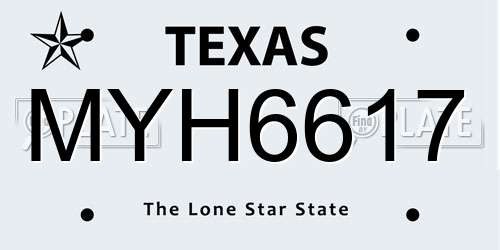 MYH6617 Texas License Plate