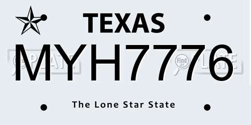 MYH7776 Texas License Plate
