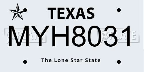 MYH8031 Texas License Plate