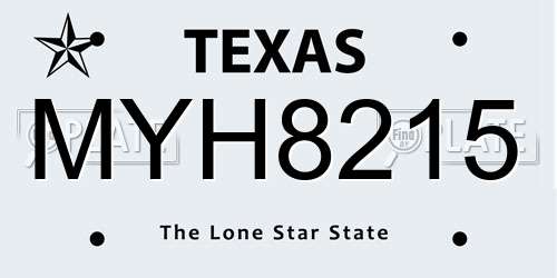 MYH8215 Texas License Plate