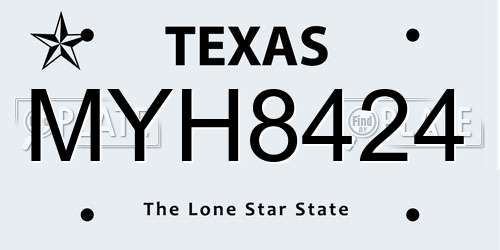 MYH8424 Texas License Plate