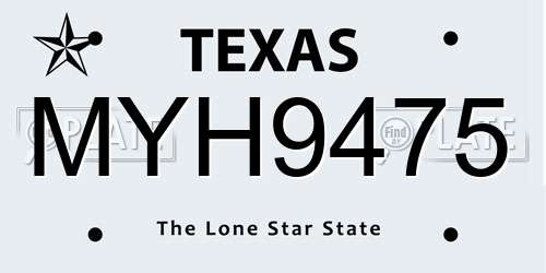 MYH9475 Texas License Plate