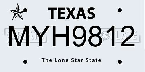 MYH9812 Texas License Plate