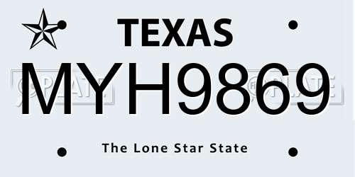 MYH9869 Texas License Plate